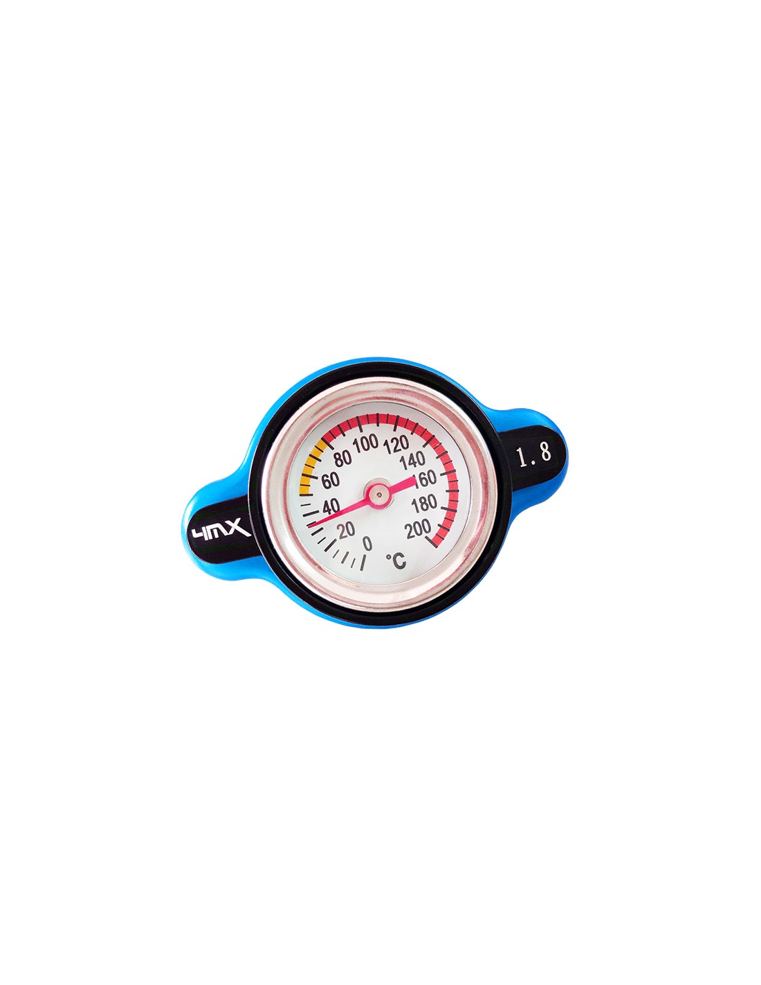 Blue radiator cap 1.8 bar with 4MX x KTM thermometer and HUSQVARNA 1416, HUSABERG, BETA, GASGAS