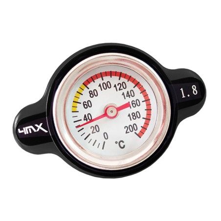 Tappo radiatore nero da 1.8 bar con termometro by 4MX x HONDA, KAWASAKI, SUZUKI, YAMAHA
