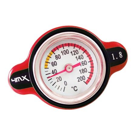 Tappo radiatore rosso da 1.8 bar con termometro by 4MX x HONDA, KAWASAKI, SUZUKI, YAMAHA