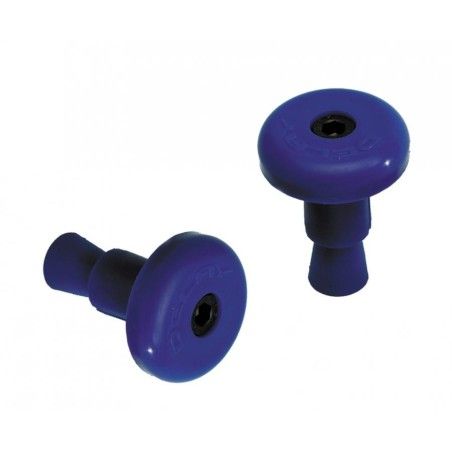 Coppia tappi manubrio in plastica blu d.12mm