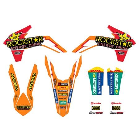 Kit adesivi grafiche Rockstar red fluo KTM exc 2014 sx 2013/14