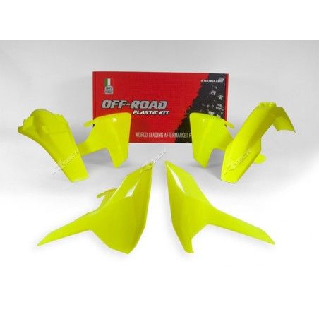 Kit plastiche RACETECH giallo fluo x HUSQVARNA TE-FE 250-300-350-450-501 2017-2018 TX 125 2017-2018 4 Pezzi