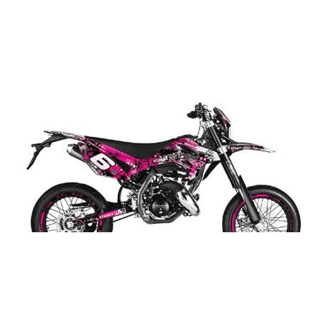 Kit grafiche STAGE6 rosa-nero x BETA 50 - 125 RR Motard 2011/2018