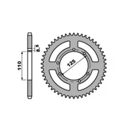 Corona PBR in acciaio Z54 passo 428 ( HM mozzo vecchio 110mm )