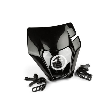 Mascherina STR8 nera tipo KTM con faro angel a led omologato CE