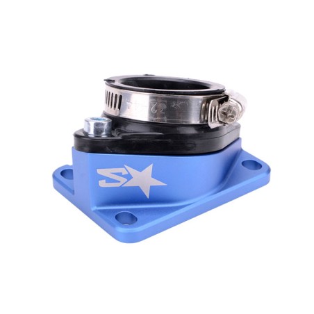 Collettore 2WIN x carburatori type PWK 24-26-28-30mm x AM6-Derbi blu
