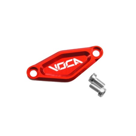 Piastrina VOCA CNC rosso x copertura foro motorino avviamento minarelli orizzontale