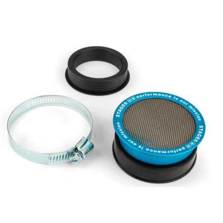 Blue STAGE6 intake horn with 48 and 60mm inlet grille