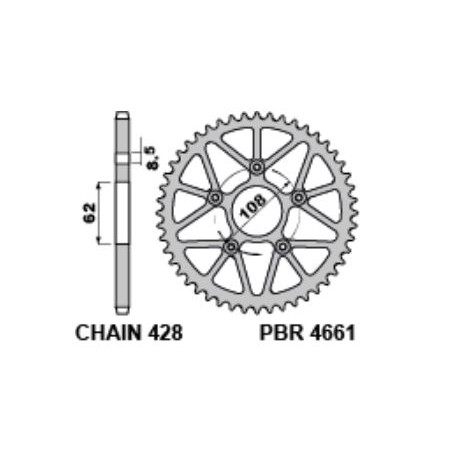 Corona PBR in ergal x Valenti M01 Z50 passo 428