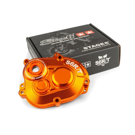 Coperchio ingranaggi STAGE6 R/T CNC arancione x Piaggio-Gilera