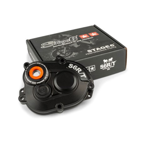 Coperchio ingranaggi STAGE6 R/T CNC nero x Piaggio-Gilera