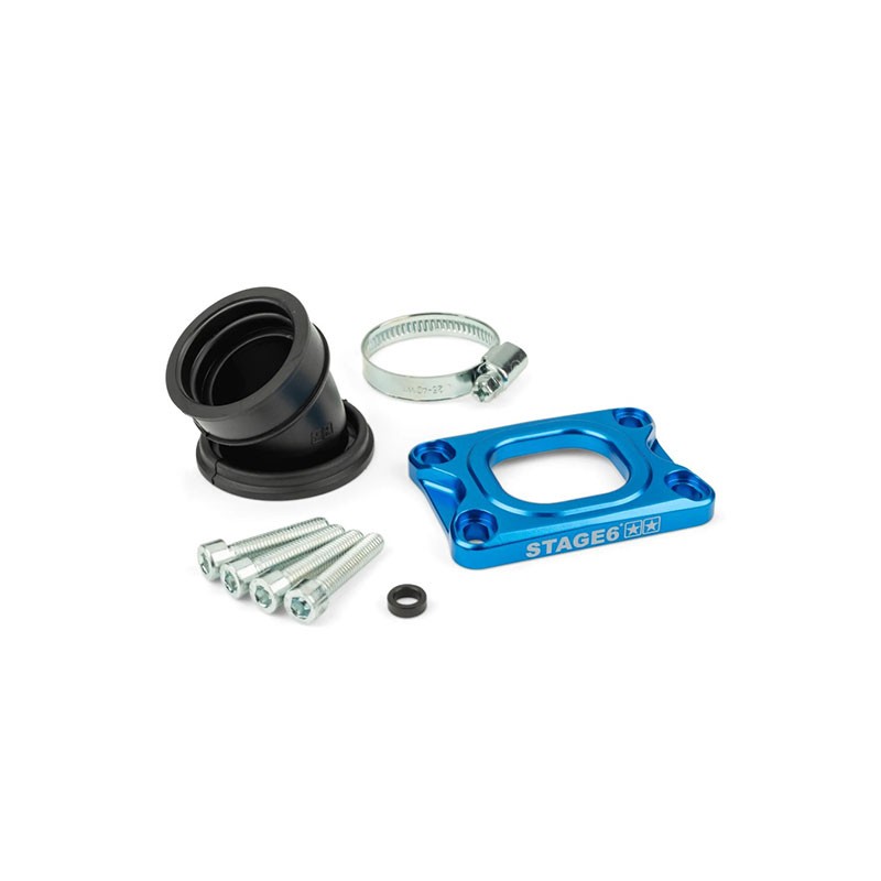 Collettore STAGE6 360° blu x AM6/Derbi x carburatori PWK 19-24mm