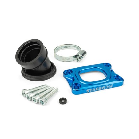 Collettore STAGE6 360° blu x AM6/Derbi x carburatori PWK 19-24mm