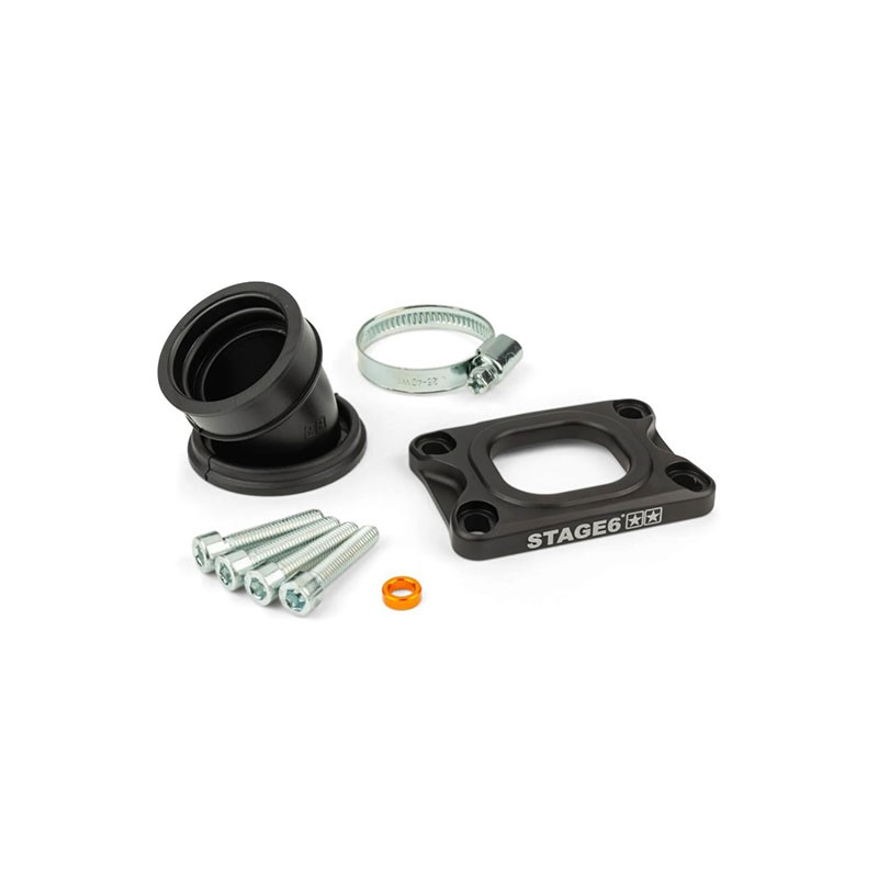 Collettore STAGE6 360° nero x AM6/Derbi x carburatori PWK 19-24mm