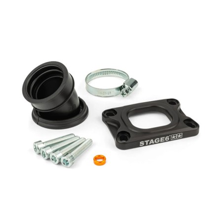 Collettore STAGE6 360° nero x AM6/Derbi x carburatori PWK 19-24mm