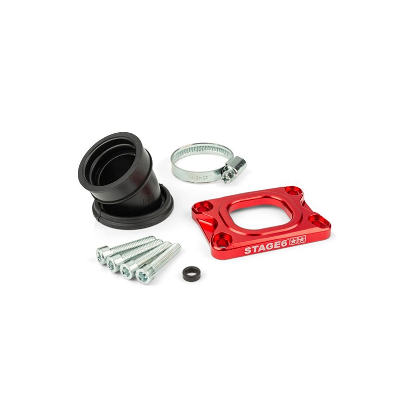 Collettore STAGE6 360° rosso x AM6/Derbi x carburatori PWK 19-24mm