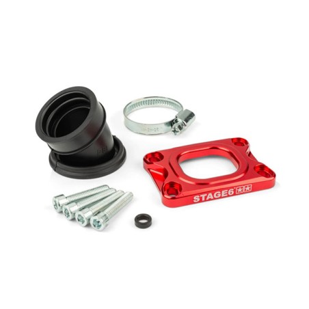 Collettore STAGE6 360° rosso x AM6/Derbi x carburatori PWK 19-24mm