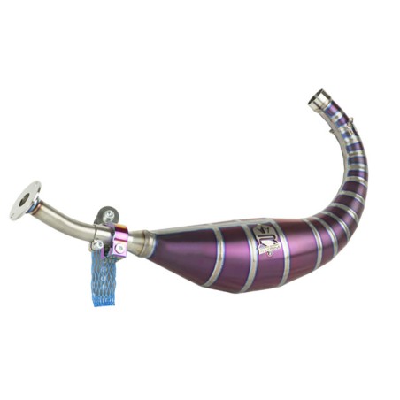 Marmitta KRM 80-90cc in titanio viola x Minarelli Am6 imbocco 32mm