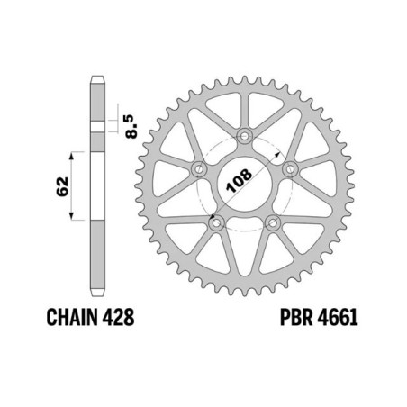 Corona PBR in ergal Valenti Z58 passo 428