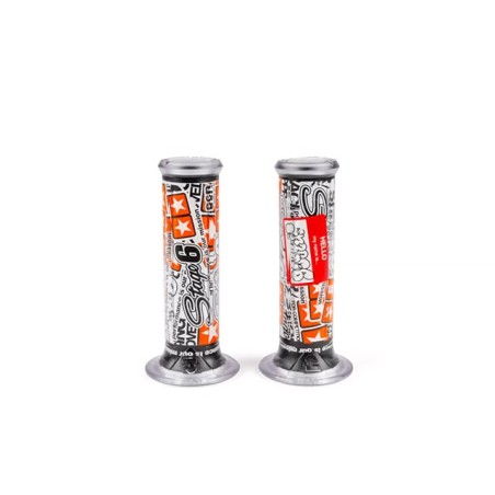 Pair of white stickerbomb STAGE6 knobs