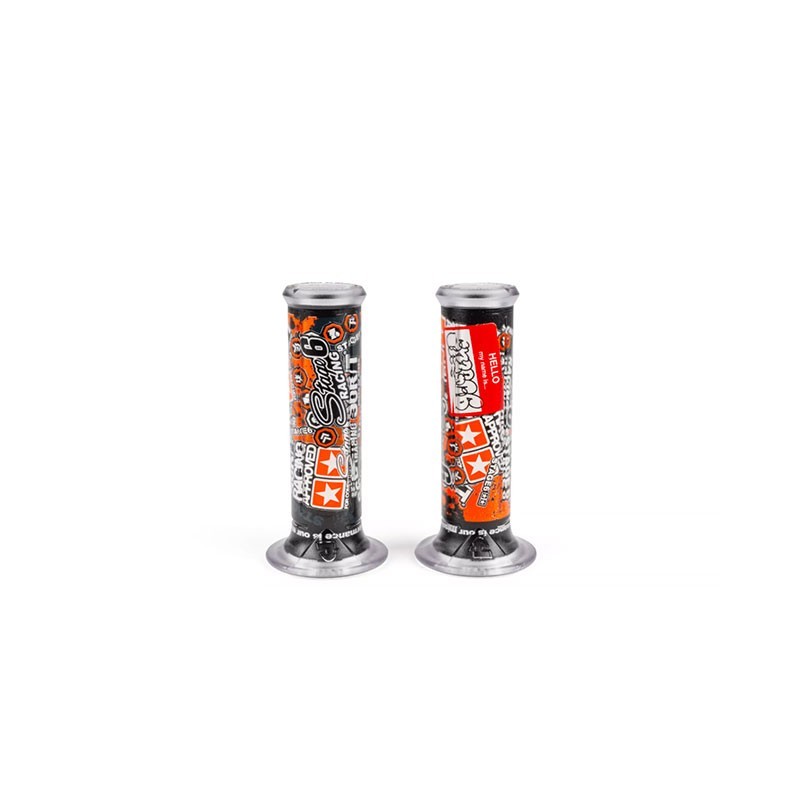 Pair of black STAGE6 stickerbomb grips