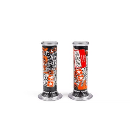 Pair of black STAGE6 stickerbomb grips