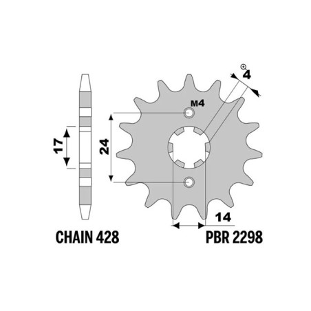 Z15 steel PBR sprocket pitch 428 X DERBI D50B0 ( x Valenti )
